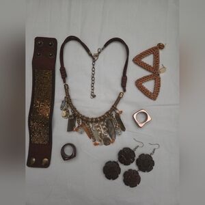 Brown and Gold Women's Jewelry Set